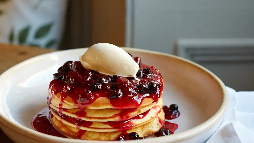 Close up of stack of pancakes for brunch